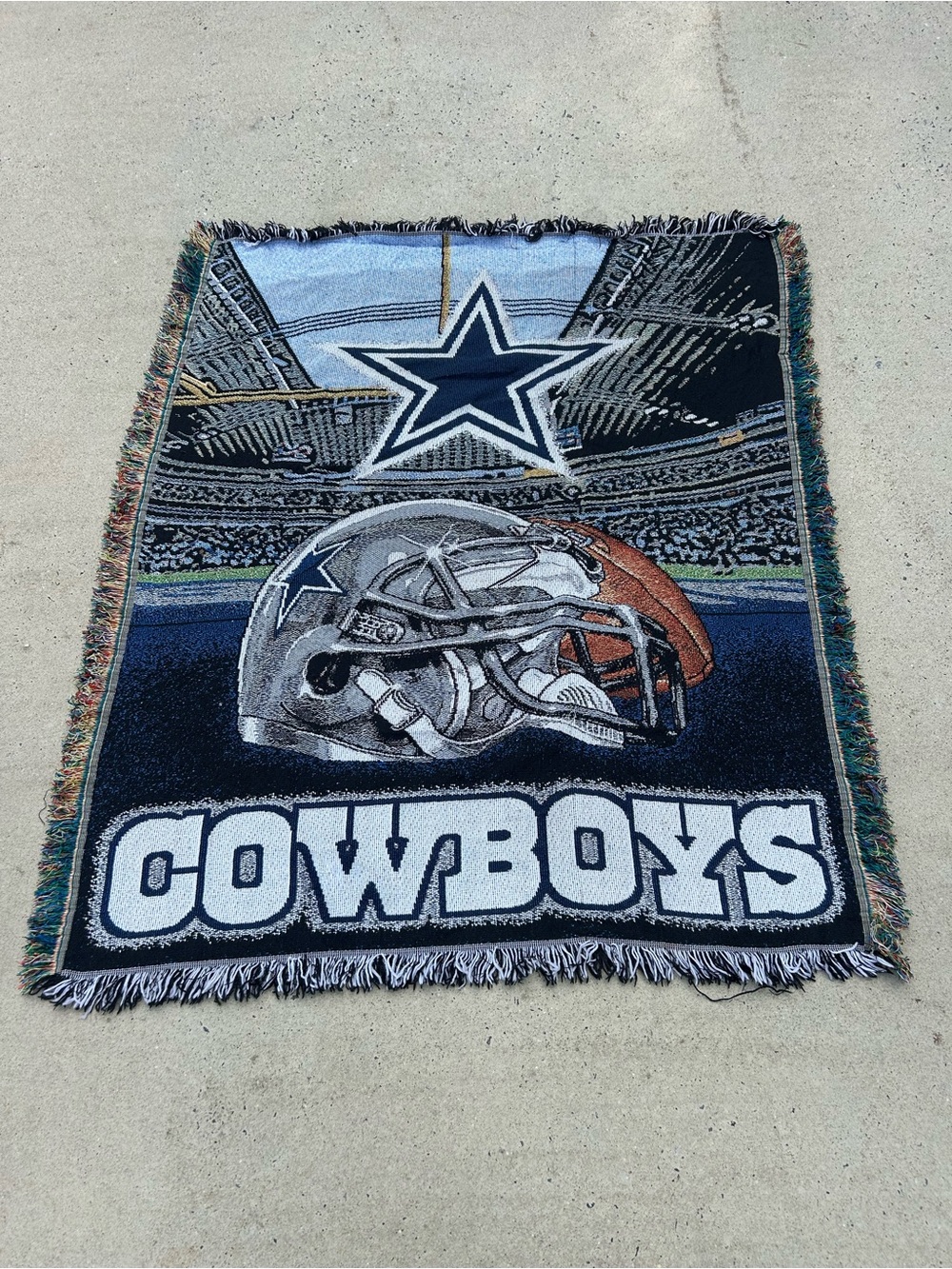 Vintage 90s Dallas Cowboys NFL Football Knit Throw Blanket